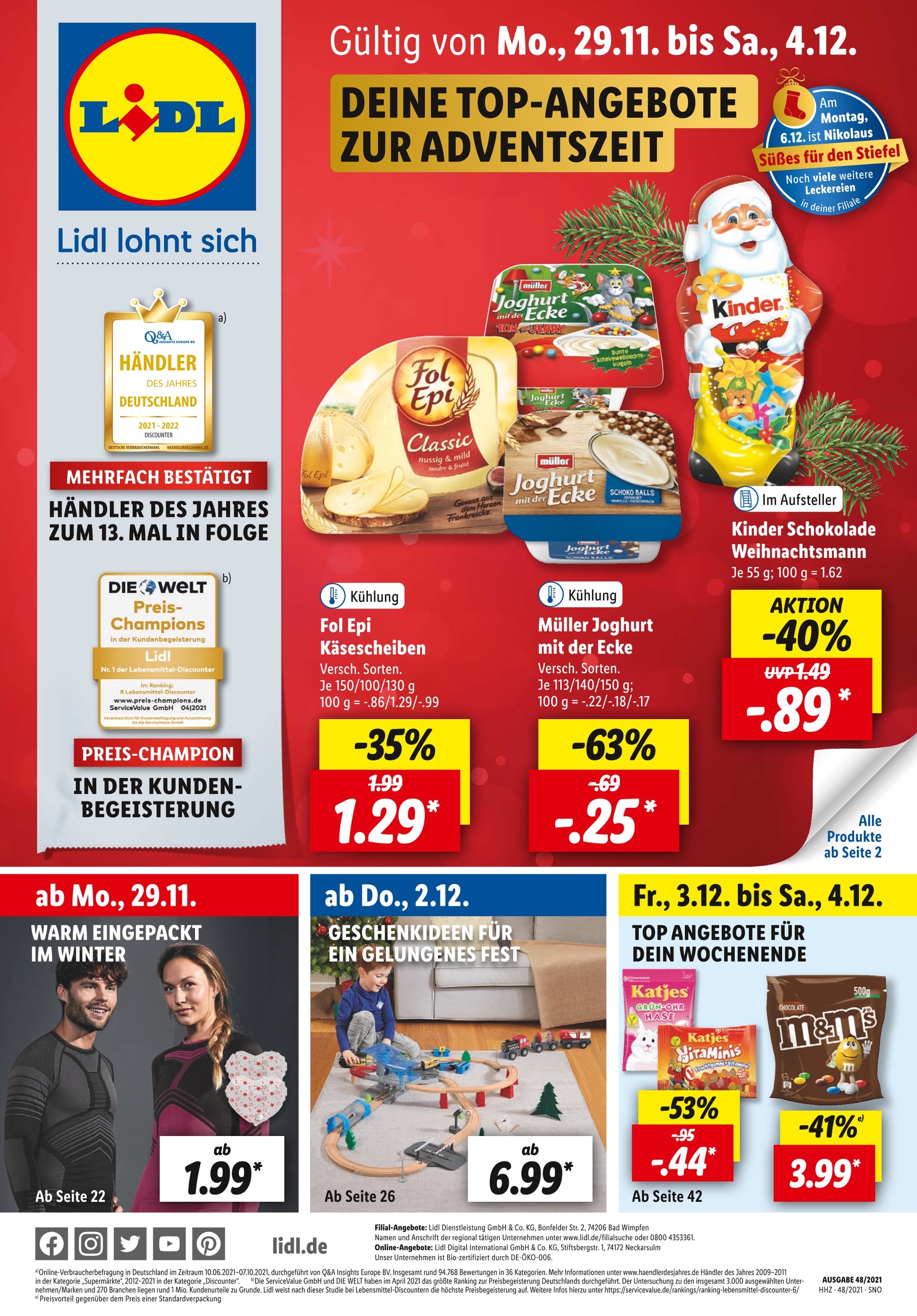 Lidl Prospekt für Emden mit 63 Seiten Lidl Prospekt für Emden: "DEINE TOP-ANGEBOTE ZUR ADVENTSZEIT", 63 Seiten, 29.11.2021 - 04.12.2021