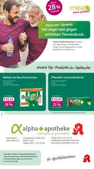 mea - meine apotheke Prospekt der Woche "Unsere September-Angebote" Seite 1, 01.09.2025 bis 30.09.2025 für Fürth Aktueller mea - meine apotheke Prospekt "Unsere September-Angebote" Seite 1 von 4 Seiten für Fürth
