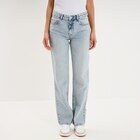 Jean droit taille basse coton denim triple stone femme - La Halle à Montreuil Jean droit taille basse coton denim triple stone femme en promo chez La Halle Montreuil à 25,99 €