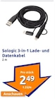 3-in-1 Lade- und Datenkabel Angebote von Sologic bei Action Wiesbaden für 2,49 €