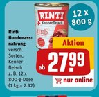 Hundenahrung Angebote von Rinti bei REWE Regensburg für 27,99 €