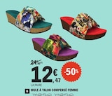 Mule à talon compensé femme - Mora Mora en promo chez E.Leclerc Mule à talon compensé femme - Mora Mora dans le catalogue E.Leclerc