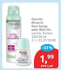 Mineral Deo-Spray oder Roll-On von Garnier im aktuellen budni Prospekt