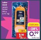Aktuelle Wurst Angebote bei Netto Marken-Discount in Paderborn Aktuelles Leberwurst Angebot bei Netto Marken-Discount in Paderborn ab 0,99 €