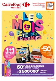 Catalogue Carrefour Market "Le mois fête des économies", 60 pages, 19/09/2023 - 01/10/2023 Prospectus Carrefour Market "Le mois fête des économies", 60 pages, 19/09/2023 - 01/10/2023
