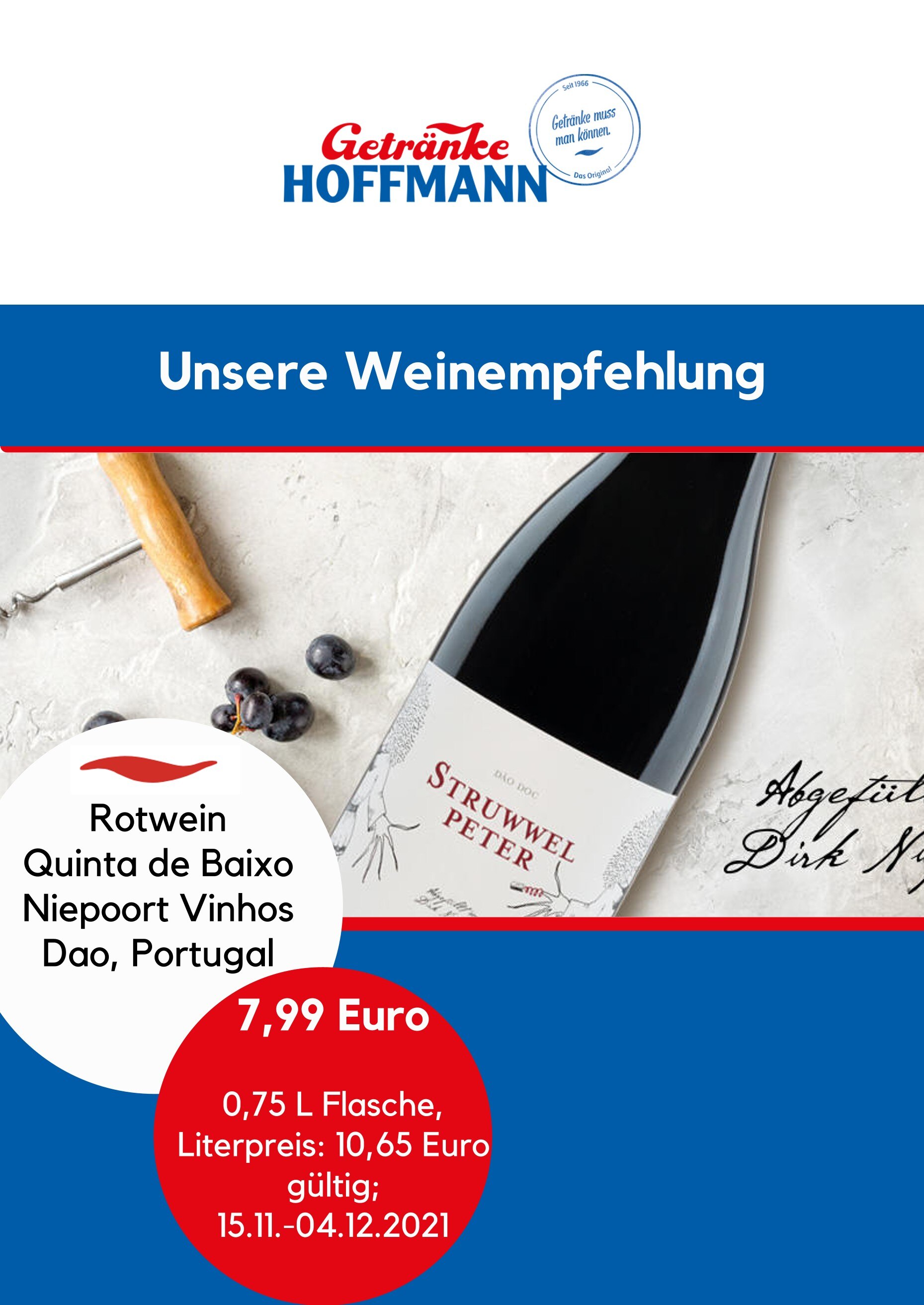 Getränke Hoffmann Prospekt für Osdorf mit 1 Seite Getränke Hoffmann Prospekt für Osdorf: "Weinempfehlung für den Herbst", 1 Seite, 16.11.2021 - 04.12.2021