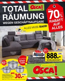 Osca Möbel Prospekt für Bielefeld mit 16 Seiten Osca Möbel Prospekt für Bielefeld: "TOTALRÄUMUNG WEGEN GESCHÄFTSAUFGABE", 16 Seiten, 14.01.2023 - 31.01.2023