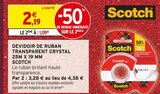 Devidoir de ruban transparent Crystal - Scotch dans le catalogue Intermarché Super