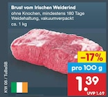 Brust vom Irischen Weiderind im Angebot bei Netto Marken-Discount in Rottenburg Brust vom Irischen Weiderind Angebote bei Netto Marken-Discount Rottenburg für 1,39 €