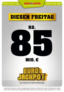 Aktueller Westlotto Kürten Prospekt "Diesen Freitag rd. 85 Mio. €" mit 3 Seiten