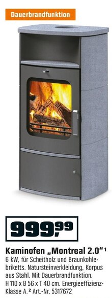 Kaminofen „Montreal 2.0“ bei OBI in Böblingen Kaminofen „Montreal 2.0“ im Angebot bei OBI Böblingen für 999,99 €