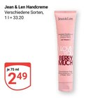 Handcreme im Angebot bei GLOBUS in Gera Handcreme Angebote von Jean & Len bei GLOBUS Gera für 2,49 €