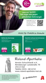 Aktueller mea - meine apotheke Prospekt "Unsere November-Angebote" Seite 1 von 4 Seiten für Kiel