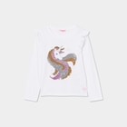T-shirt à sequins et volants coton ivoire fille en promo chez La Halle T-shirt à sequins et volants coton ivoire fille dans le catalogue La Halle
