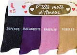 Lot de 5 paires de chaussettes à message en promo chez Intermarché Super Pau à 6,99 €