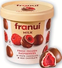 Framboises enrobées de chocolat blanc et chocolat au lait surgelées - FRANUI à 2,45 € dans le catalogue Intermarché Super
