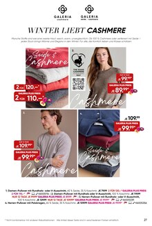 Damen Cashmere Pullover Angebot im Galeria Prospekt, gültig von 29.10.2025 bis 09.11.2025 Damen Cashmere Pullover Angebot im aktuellen Galeria Prospekt auf Seite 27