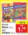 Bloxx oder Stripes Angebote von Maoam bei Zimmermann Wiesbaden für 1,19 €