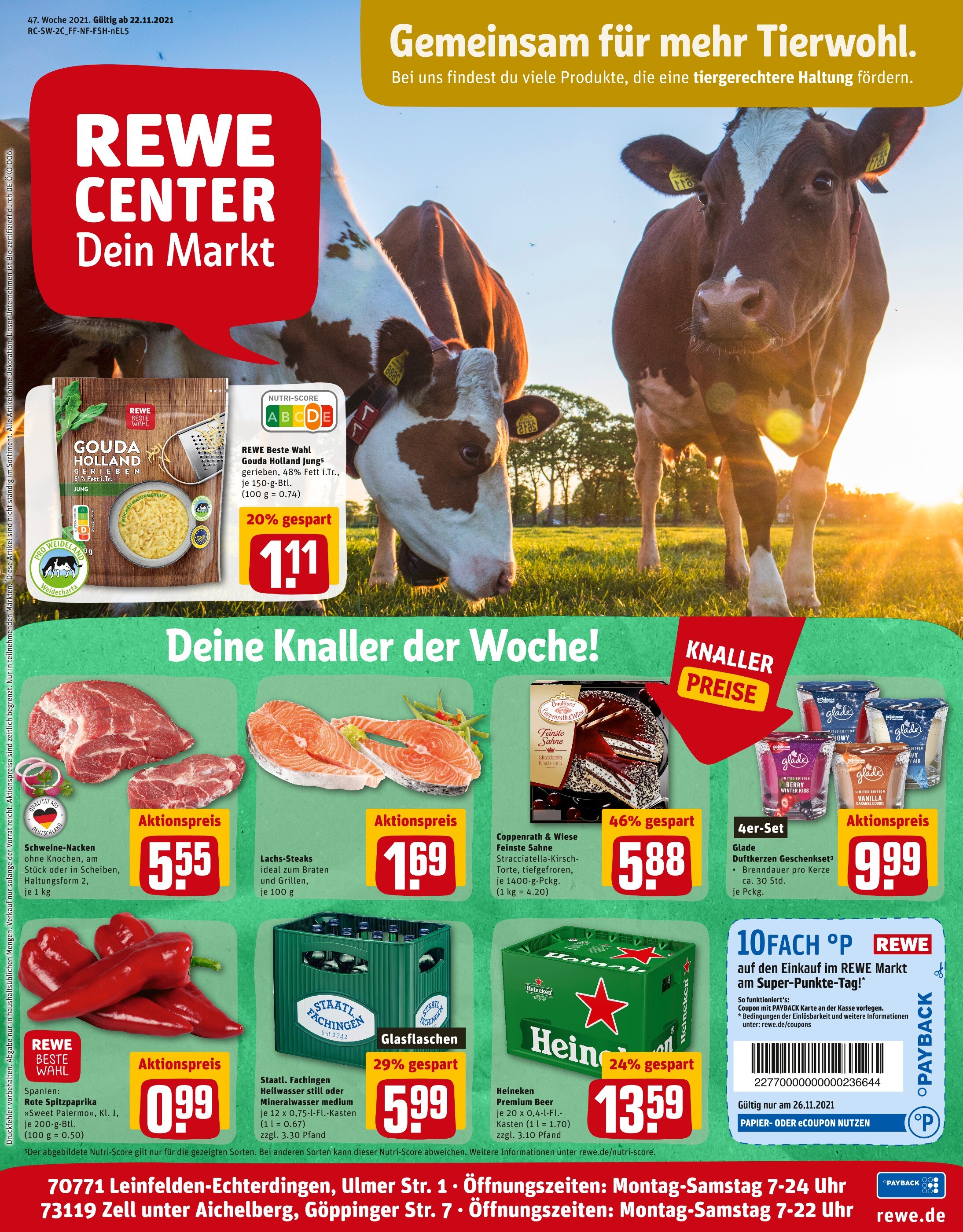 REWE Prospekt für Stuttgart mit 29 Seiten REWE Prospekt für Stuttgart: "Angebote im Markt", 29 Seiten, 22.11.2021 - 27.11.2021