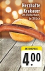 EDEKA Neuhäusel - Herzhafte Krakauer im Brötchen Angebot im Prospekt Herzhafte Krakauer im Brötchen bei EDEKA im Neuhäusel Prospekt für 4,00 €
