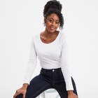 T-shirt coton col rond manches longues blanc femme - La Halle T-shirt coton col rond manches longues blanc femme à 6,99 € dans le catalogue La Halle