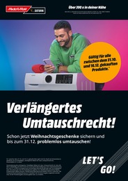 MediaMarkt Saturn Prospekt für Augsburg mit 1 Seite MediaMarkt Saturn Prospekt für Augsburg: "Verlängertes Umtauschrecht!", 1 Seite, 31.10.2023 - 16.12.2023