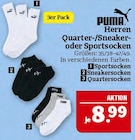 Herren Quarter-/Sneaker- oder Sportsocken Angebote von Puma bei Marktkauf Schwabach für 8,99 €