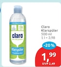 Klarspüler von Claro für 1,99 € bei budni im Angebot Klarspüler von Claro im aktuellen budni Prospekt