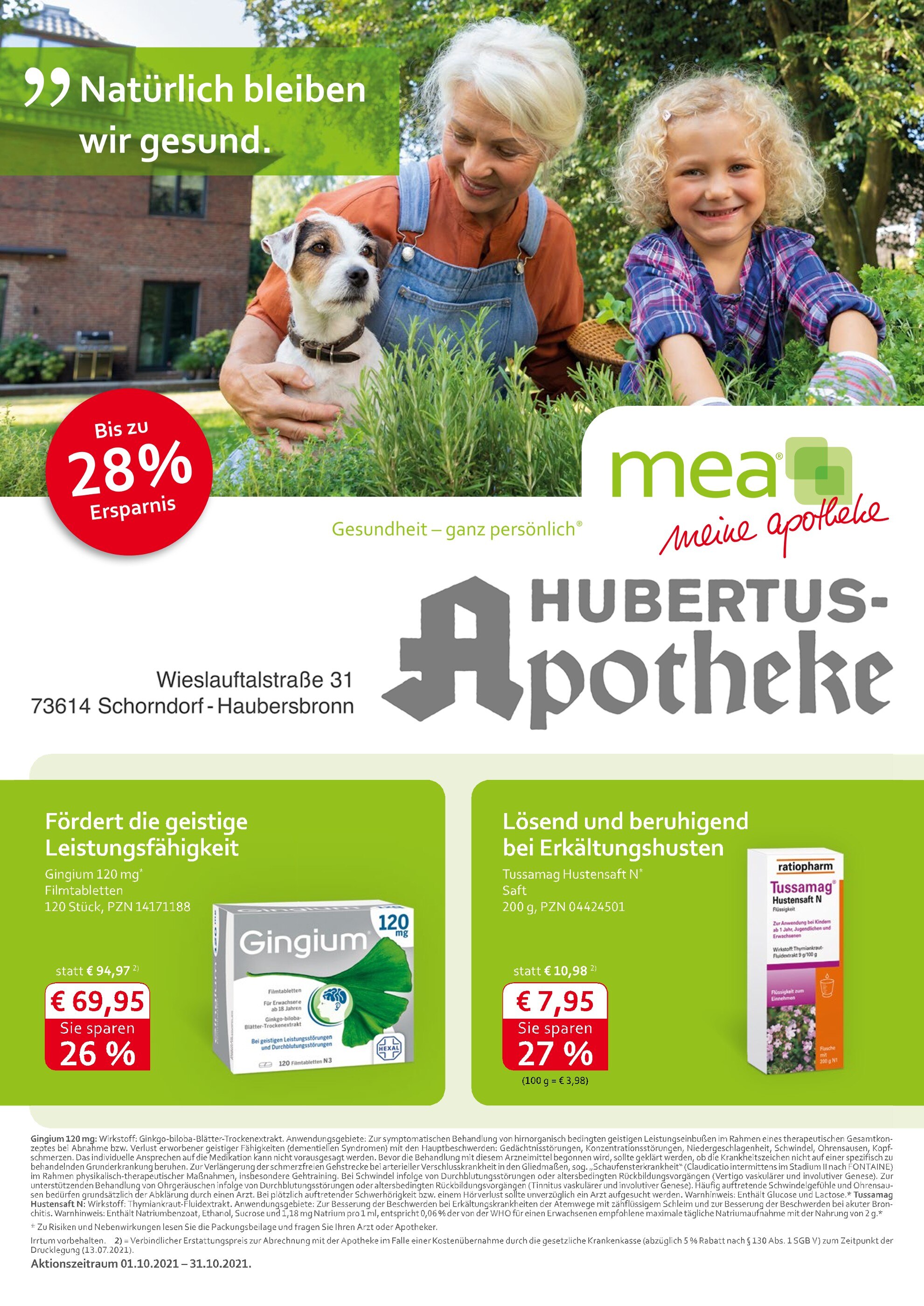mea - meine apotheke Prospekt für Birkachhof mit 4 Seiten mea - meine apotheke Prospekt für Birkachhof: "Unsere Oktober-Angebote", 4 Seiten, 01.10.2021 - 31.10.2021