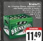 No. 1 Premium Pilsener, Alkoholfrei 0,0% oder Radler naturtrüb Angebote von Brinkhoff's bei EDEKA Soest für 11,49 €