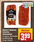 Schweine-Nackensteaks im REWE Prospekt Schweine-Nackensteaks von Butcher’s Barbecue im aktuellen REWE Prospekt für 3,99 €