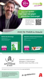 mea - meine apotheke Prospekt der Woche "Unsere November-Angebote" Seite 1, 01.11.2025 bis 30.11.2025 für Ehningen Aktueller mea - meine apotheke Prospekt "Unsere November-Angebote" Seite 1 von 4 Seiten für Ehningen