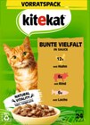 Nassfutter Katze mit Huhn, Rind & Lachs, bunte Vielfalt in Soße, Multipack (24x85 g) von kitekat im aktuellen dm-drogerie markt Prospekt