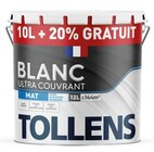 Peinture(d) Tollens ultra couvrant murs, plafonds et boiseries mat blanc 10 L +20% gratuit - Tollens en promo chez Castorama Saint-Martin-d'Hères à 89,90 €