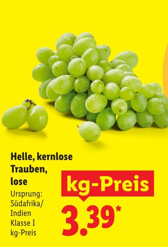 Helle, kernlose Trauben, lose