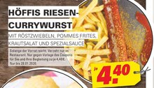 Höffis Riesencurrywurst bei Höffner in Unna Höffis Riesencurrywurst im Angebot bei Höffner Unna für 4,40 €