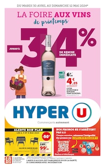Prospectus Hyper U à Bourgueil, "La foire aux vins de printemps", 1 page de promos valables du 30/04/2024 au 12/05/2024