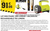 Promo Lot mini phare 1585 lumens + baladeuse rechargeable 750 lumens à 91,05 € dans le catalogue Tout Faire à Saint-Nicolas-de-Macherin