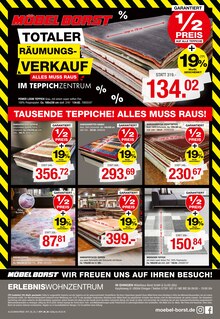 Teppichboden im aktuellen Möbel Borst Prospekt (Ulm) Teppichboden im Möbel Borst Prospekt "TOTALER RÄUMUNGSVERKAUF" mit 2 Seiten (Ulm)