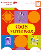Prospectus Carrefour Market à Argenton-sur-Creuse, "100% PETITS PRIX", 13 pages de promos valables du 06/01/2026 au 25/01/2026