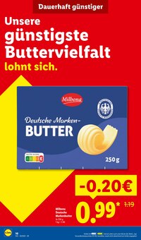 Butter im Lidl Prospekt "Der Preisführer macht Deutschland dauerhaft günstiger!" mit 18 Seiten (Augsburg)