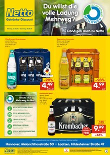 Krombacher im Netto Marken-Discount Prospekt "DER ORT, AN DEM DU IMMER AUSGEZEICHNETE PREISE FINDEST." mit 2 Seiten (Laatzen)