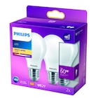 Lot de 2 ampoules LED E27 60W - PHILIPS en promo chez Carrefour Lille à 8,25 €