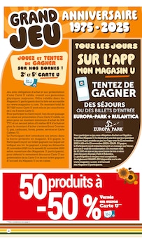 Catalogue Hyper U de la semaine "ANNIVERSAIRE 1975 - 2025 : 50 ans à vos cotés ! " avec 2 pages, valide du 21/10/2025 au 23/11/2025 pour Montmorot et alentours Prospectus Hyper U de la semaine "ANNIVERSAIRE 1975 - 2025 : 50 ans à vos cotés ! " avec 2 pages, valide du 21/10/2025 au 23/11/2025 pour Montmorot et alentours