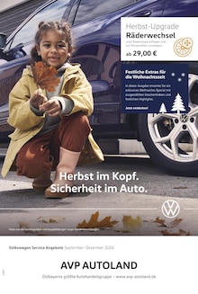 Volkswagen Zwiesel Prospekt der aktuellen Woche, gültig von 01.09.2026 bis 31.12.2026 Aktueller Volkswagen Zwiesel Prospekt "Herbst im Kopf. Sicherheit im Auto." mit 1 Seite