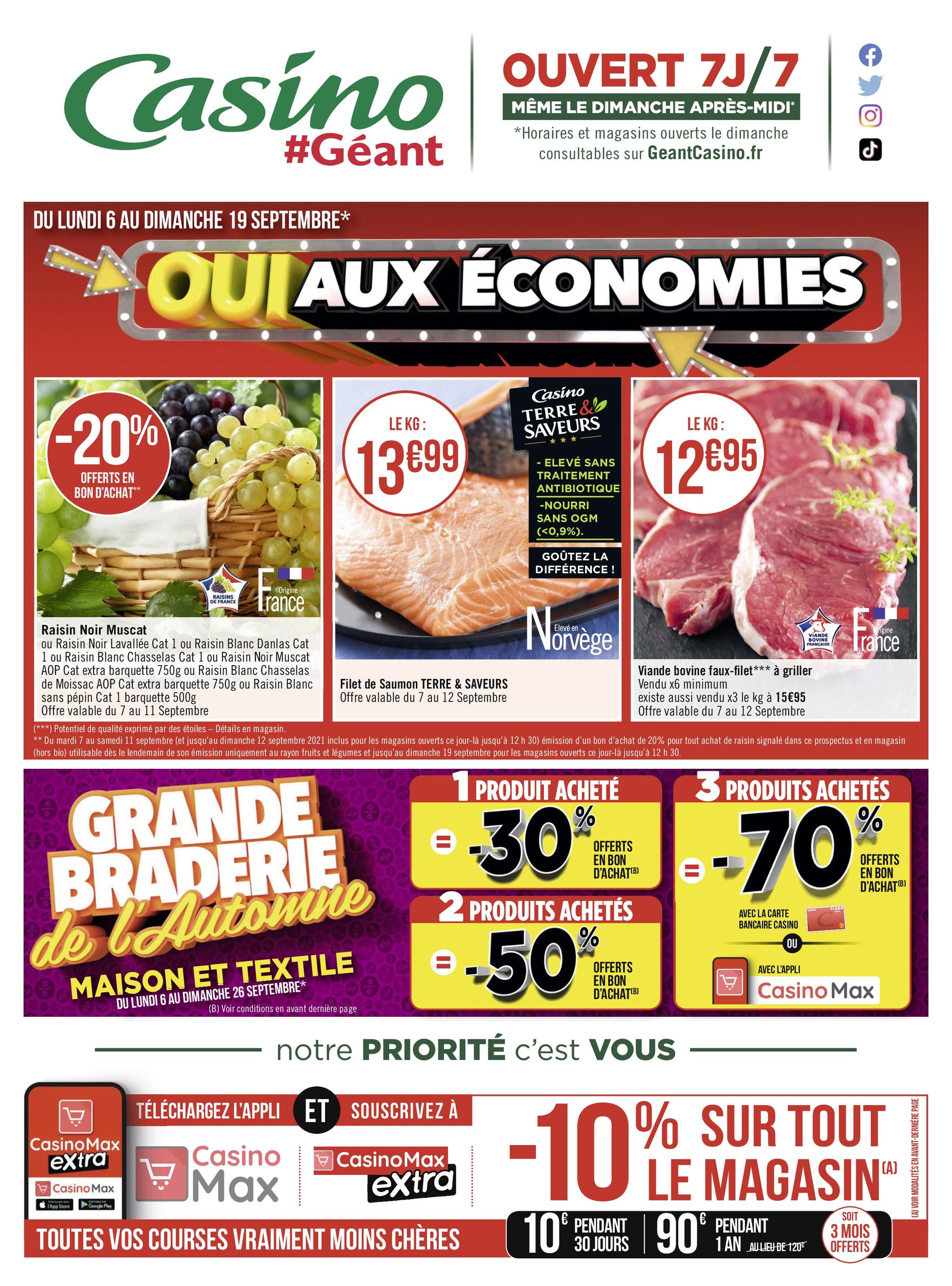 Catalogue Géant Casino à Arcueil, avec 40 pages Prospectus Géant Casino à Arcueil, "Oui aux économies", 40 pages, 06/09/2021 - 19/09/2021