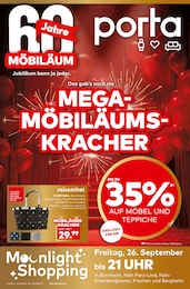 porta Möbel Prospekt für Bornheim mit 12 Seiten porta Möbel Prospekt für Bornheim: "MEGA-MÖBILÄUMS-KRACHER", 12 Seiten, 21.09.2025 - 27.09.2025