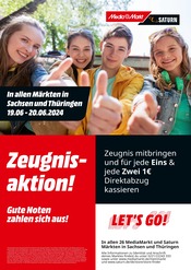 Aktueller MediaMarkt Saturn Elektromarkt Prospekt in Worbis und Umgebung, "Zeugnisaktion! Gute Noten zahlen sich aus!" mit 1 Seite, 19.06.2024 - 20.06.2024
