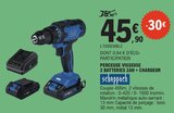 Perceuse visseuse 2 batteries 2Ah + chargeur - SCHEPPACH - E.Leclerc à Saint-Étienne Perceuse visseuse 2 batteries 2Ah + chargeur - SCHEPPACH en promo chez E.Leclerc Saint-Étienne à 45,90 €