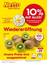 Netto Marken-Discount Prospekt "Wiedereröffnung - 10% auf alles", 6 Seiten, für Memmingen, 25.02.2020 - 29.02.2020 Netto Marken-Discount Prospekt "Wiedereröffnung - 10% auf alles", 6 Seiten, für Memmingen, 25.02.2020 - 29.02.2020